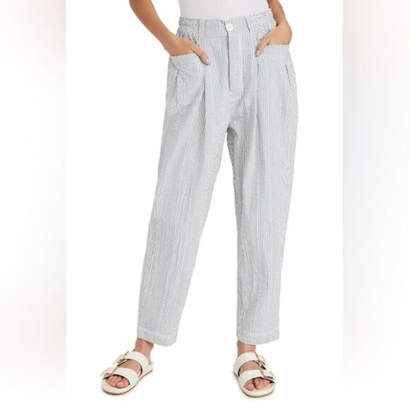 Pants - Free People Make A Stand Blue and White Striped Pant XS